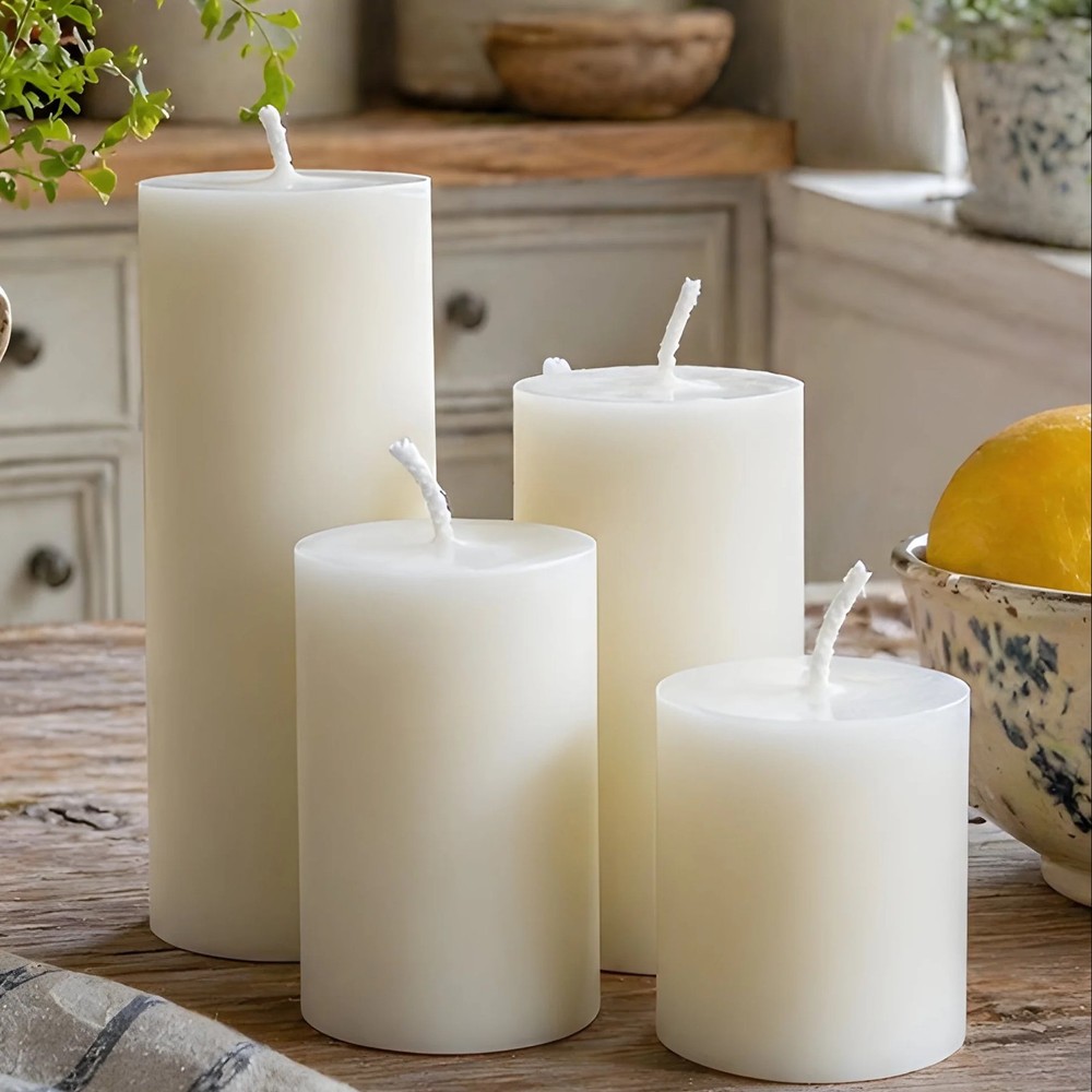 White Beeswax Two Inch Pillar Candle Set