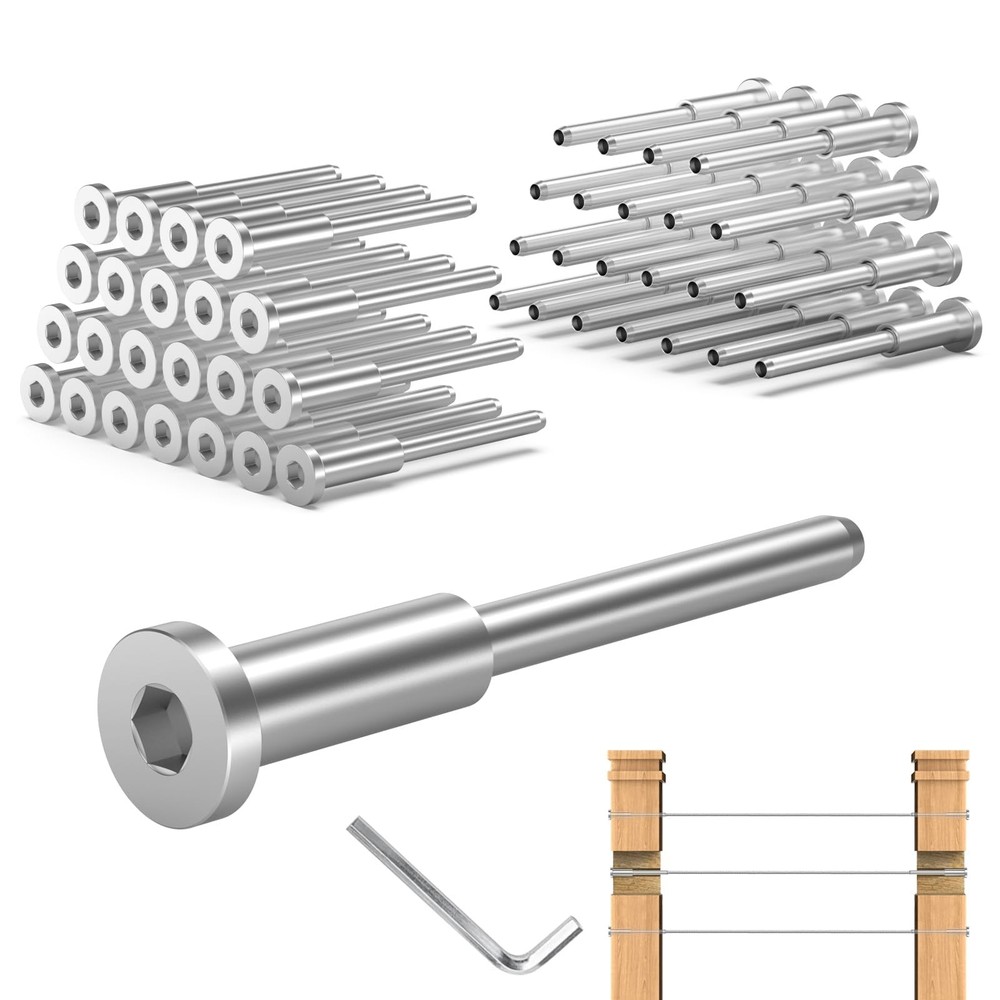 40 PCS T316 SS Invisible Cable Railing Kit Hardware 1/8 Inch Fits 2x2 Post