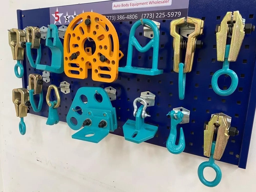 SET#11 - 14 PIECE PULLING HEAVY DUTY AUTO BODY FRAME MACHINE TOOLS AND CLAMPS