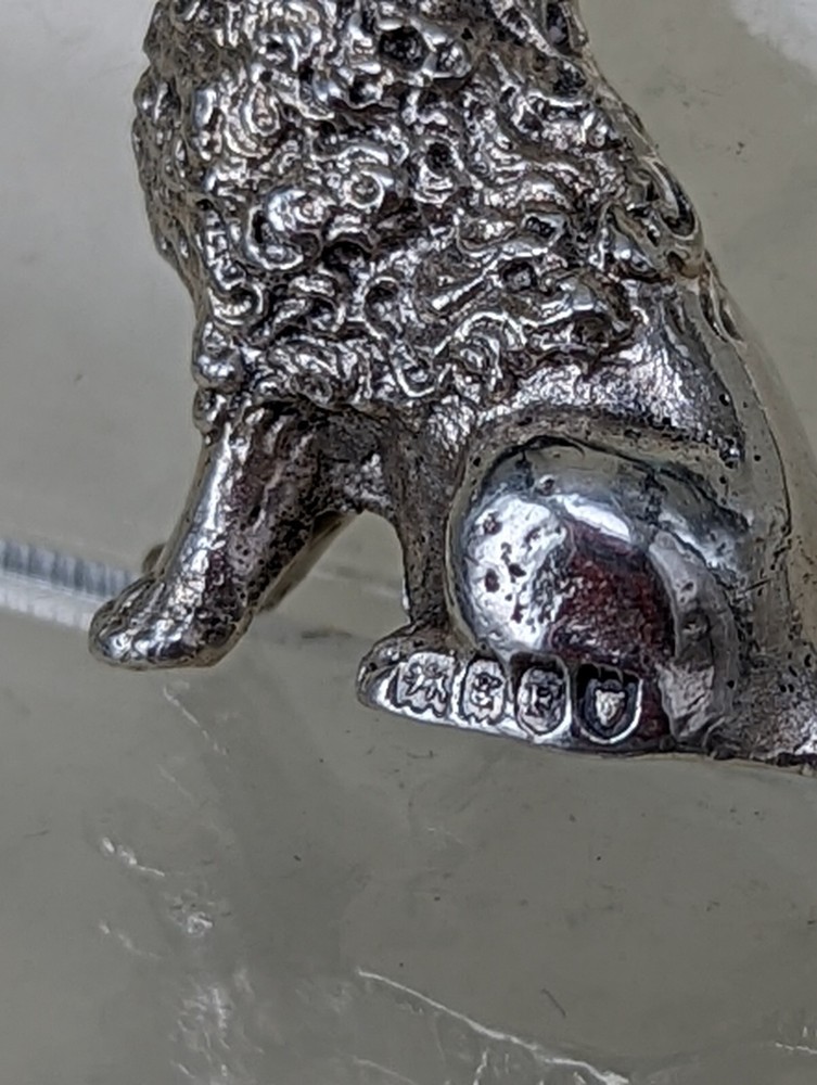 1902 Solid silver miniature poodle dog figure