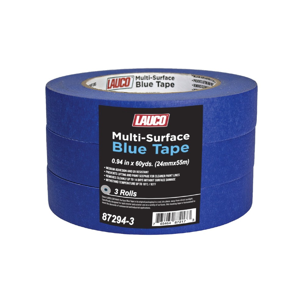 LAUCO Multi-Surface Blue Painter’s Masking Tape, Medium Adhesion, 3 Rolls