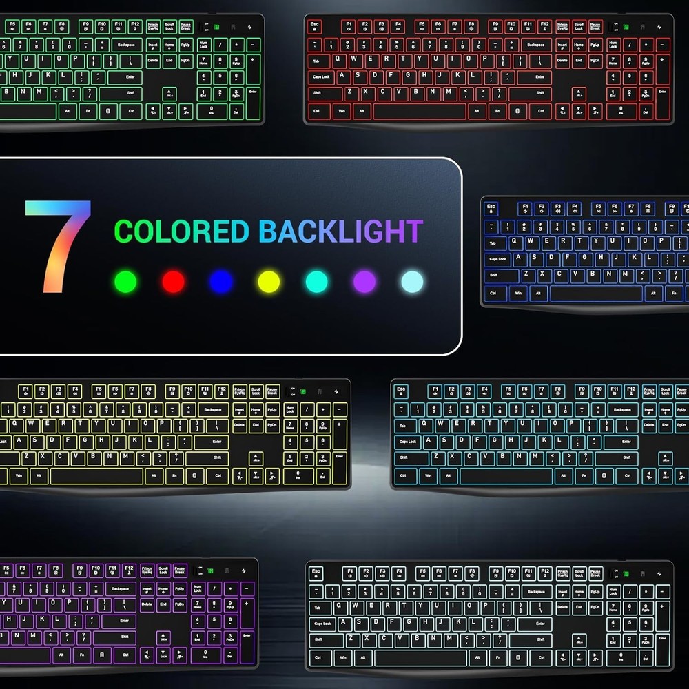Multimedia Ergonomic Keyboard & Colorful Mouse Set with 3-DPI Adjustability