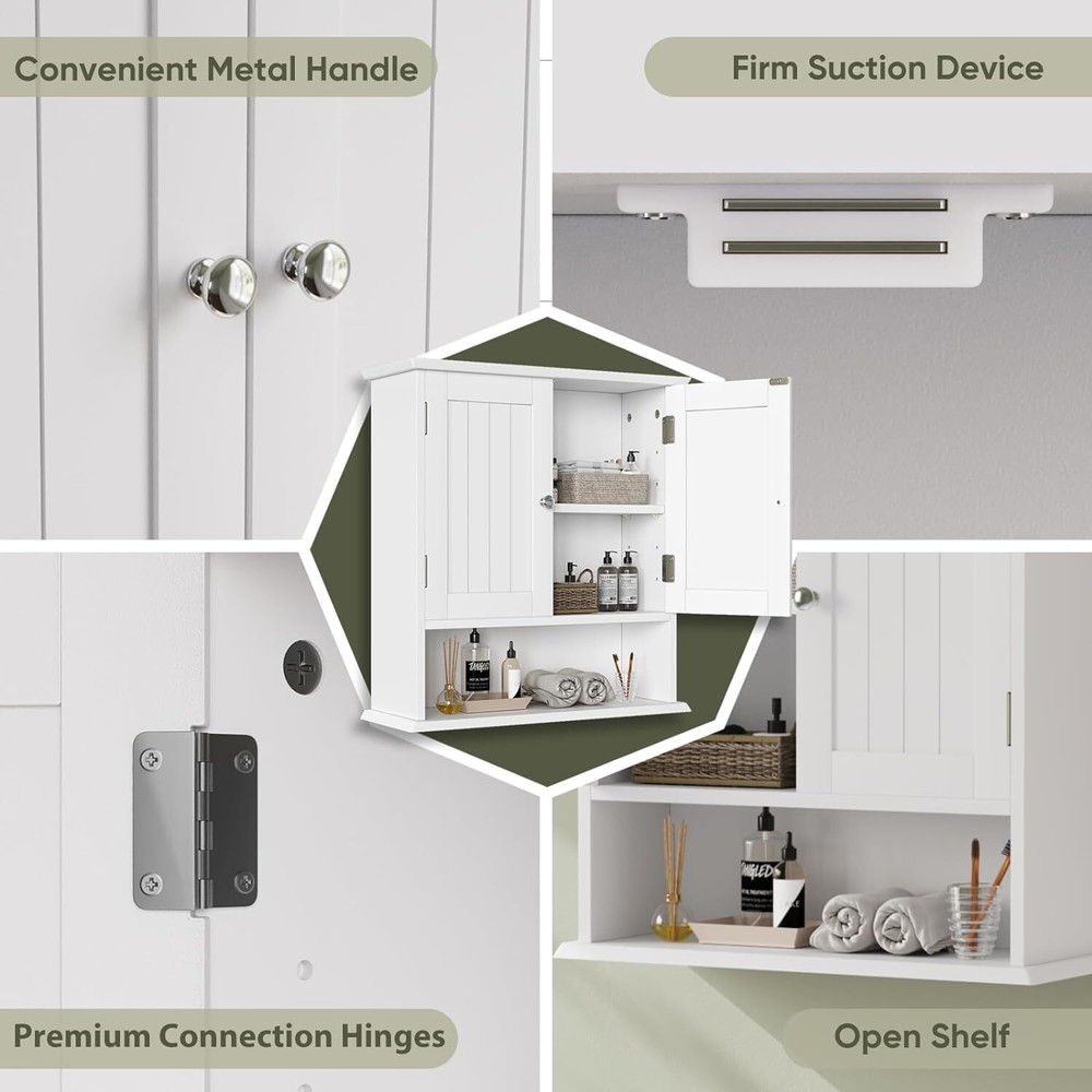 Smuxee White Bathroom Cabinet Wall Mounted, Small Small,