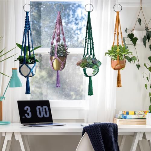 with Instruction Book Tutorials Metal Rings 4mm Macrame Plant Hanger Kit