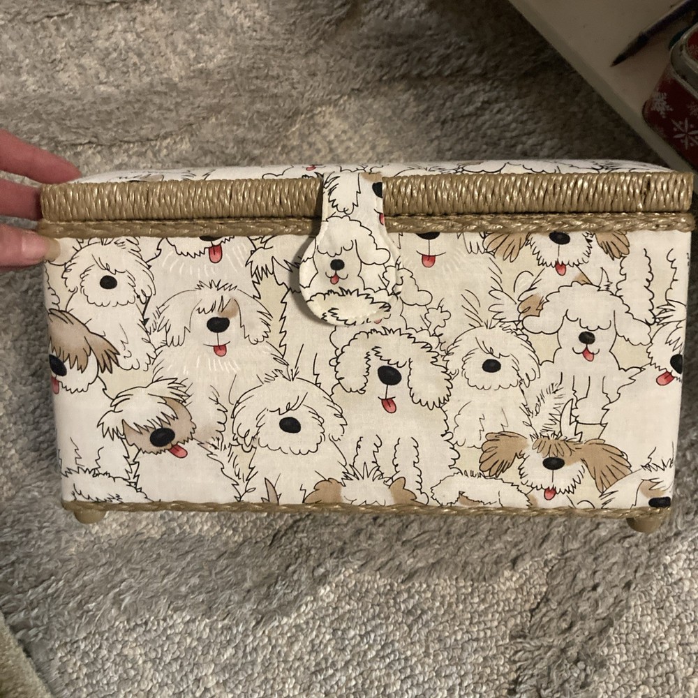 SEWING BASKET Dogs Design Medium Size Sewing Box