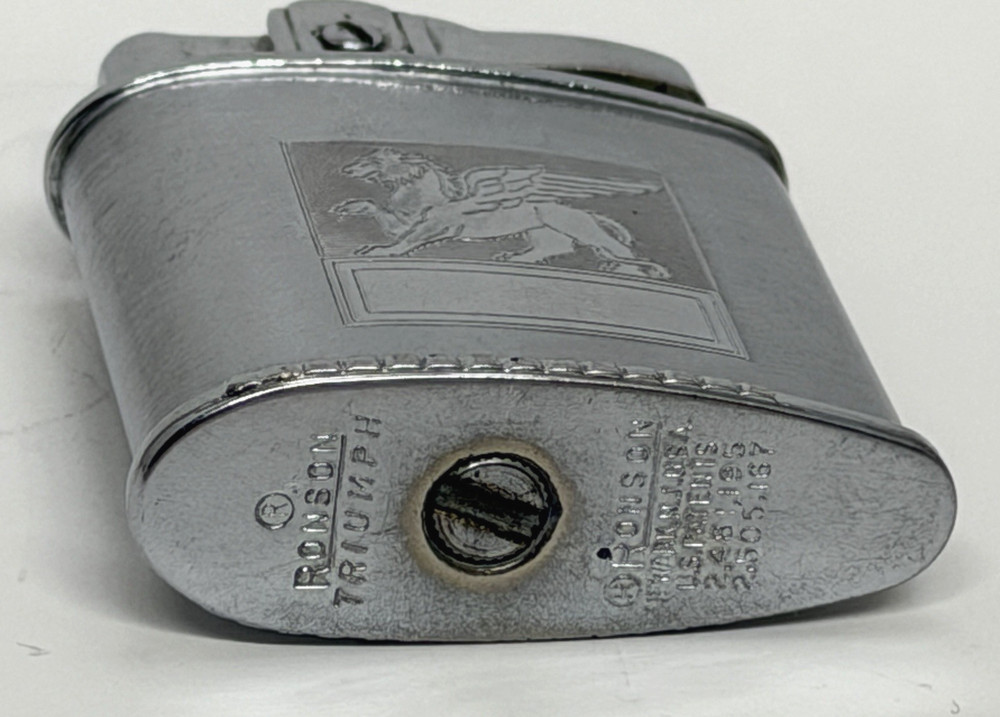 Vintage Chrome 1950s Ronson Triumph Lighter No Monogram