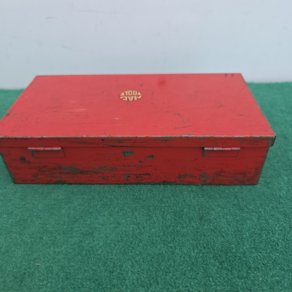 Vintage MAC Tools Red Mini Metal Toolbox Tool Chest Box w/ Sliding Single Drawer