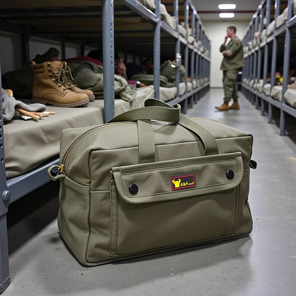 Versatile Water-Resistant Duffle Bag - Heavy-Duty, Adjustable Strap, Olive Green