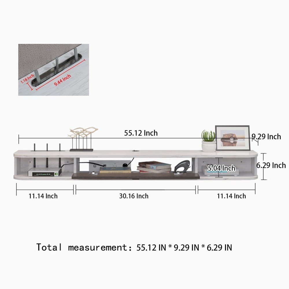 Floating Tv Console55'' Wallmounted Media Consolefloating Tv Cabinetmodern Float