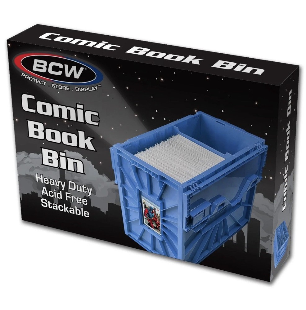 1 BCW BLUE Short Comic Book Bin - Heavy Duty Acid Free Plastic Stackable Box