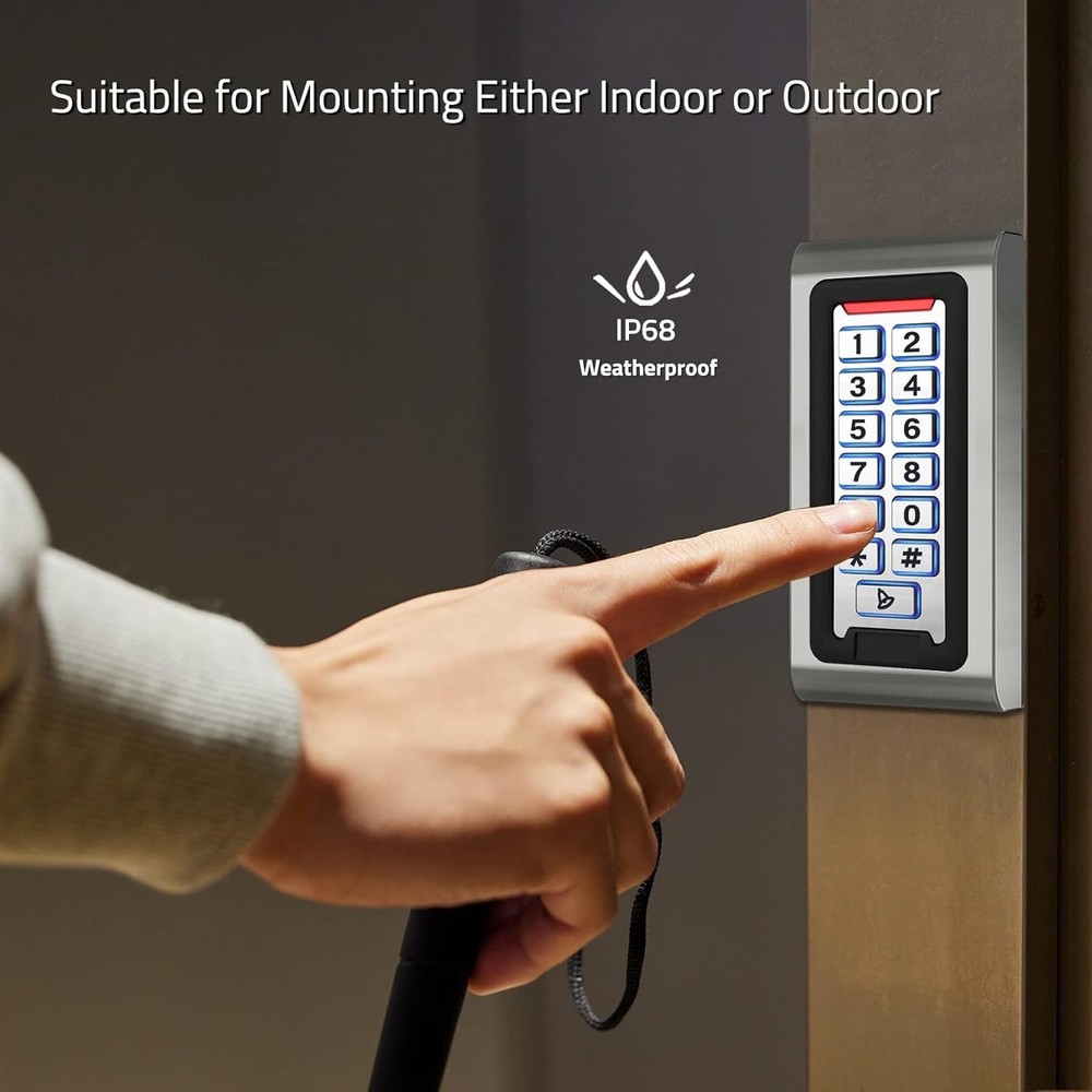 User-Friendly Weatherproof Access Control Keypad - 2000 Users & Bright Backlight