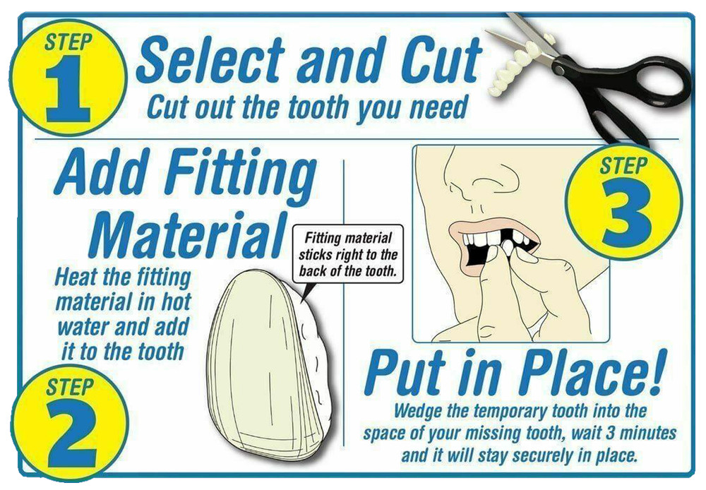 3 Pack Set Instant Smile All Shades Temporary Teeth Replacement Kit