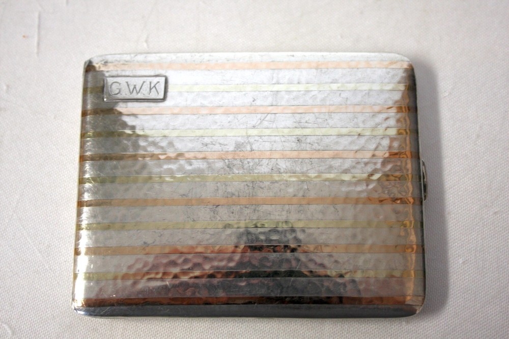 James E. Blake Co. Sterling Silver/14K Cigarette Case Monogrammed "GWK"