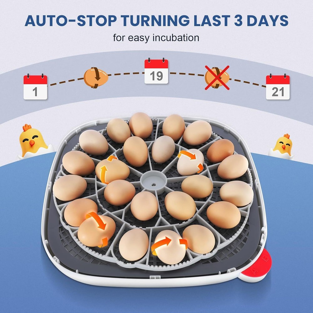 24 Eggs Incubators w/Automatic Egg Turning, Egg Candling and Humidity Display💎