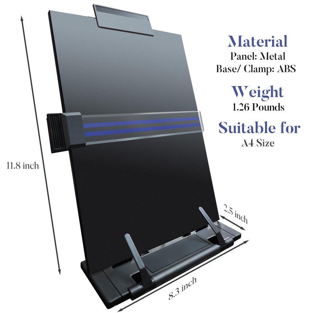 Black Desktop Document Paper Holder Stand 7 Adjustable Angles Copyholder