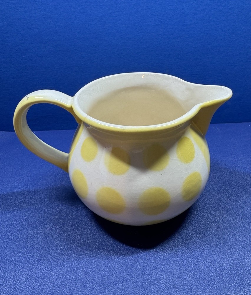 Ceramic Pitcher White With Yellow Polka Dots Pitcher READ