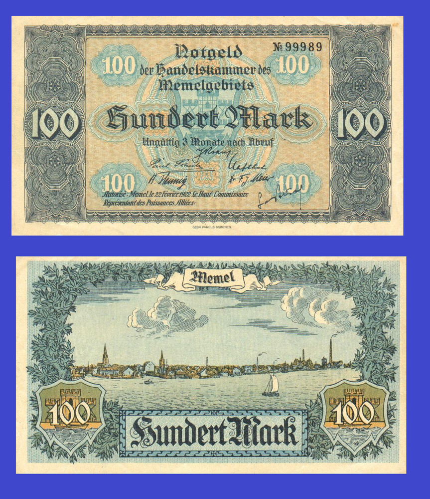 MEMEL 1922 100  mark  /   Copy