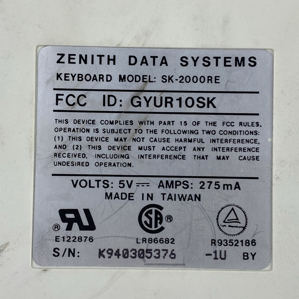 Zenith Data Systems SK-2000RE PS/2 Keyboard Tested