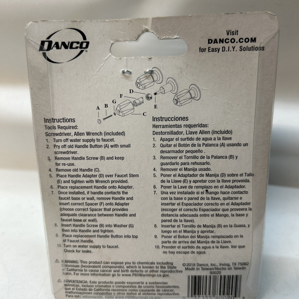 Danco Universal Diverter Handle in Chrome, 80020