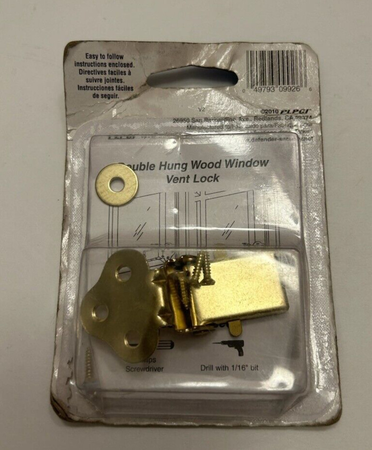 DEFENDER SECURITY U9926 Wood Window Lock - 1 Packet - New