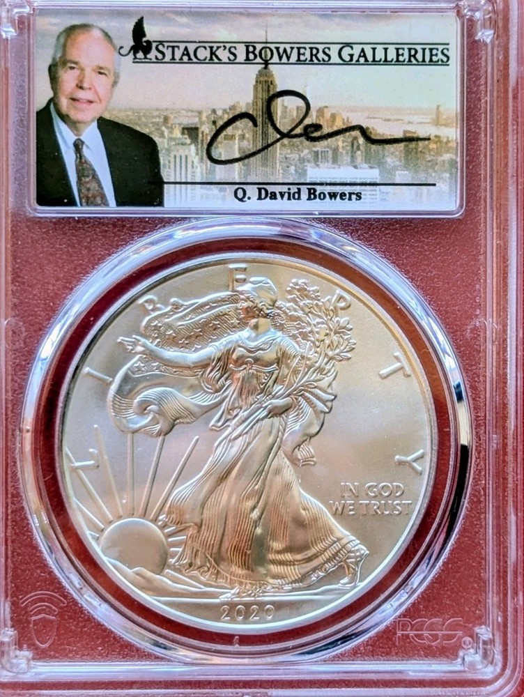 David Bowers Signed 2020 Silver Eagle PCGS GEM UNC