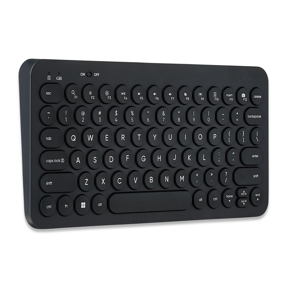 onn Mini Compact Wireless Office Keyboard USB Receiver, 78 Keys, Grey