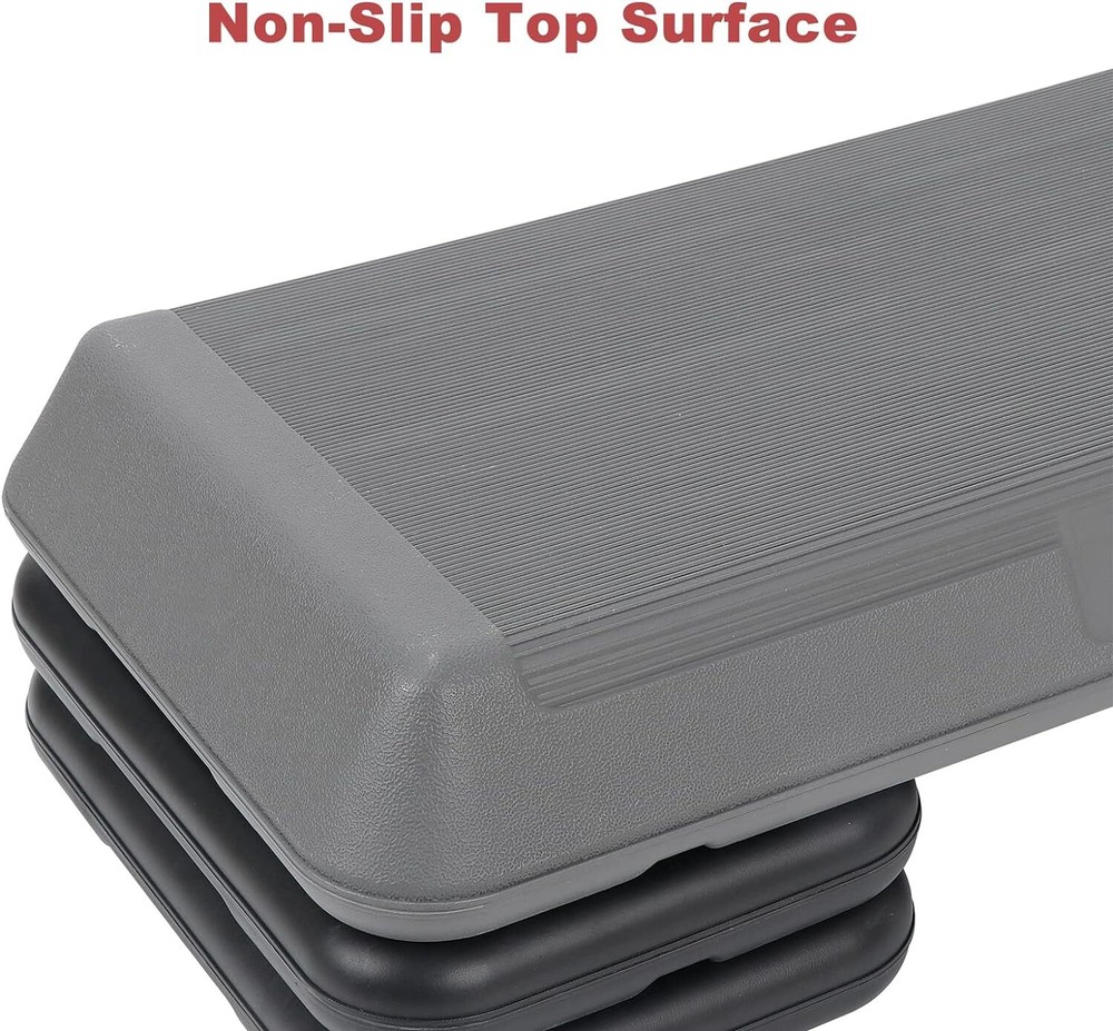 28'' Aerobic Step Platform Exercise Workout Stepper Non-Slip Surface W/4 Risers