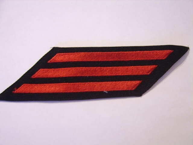 NAVY SERVICE HASHMARKS FOR 12 YEARS SERVICE -  RED ON BLACK E1-E6