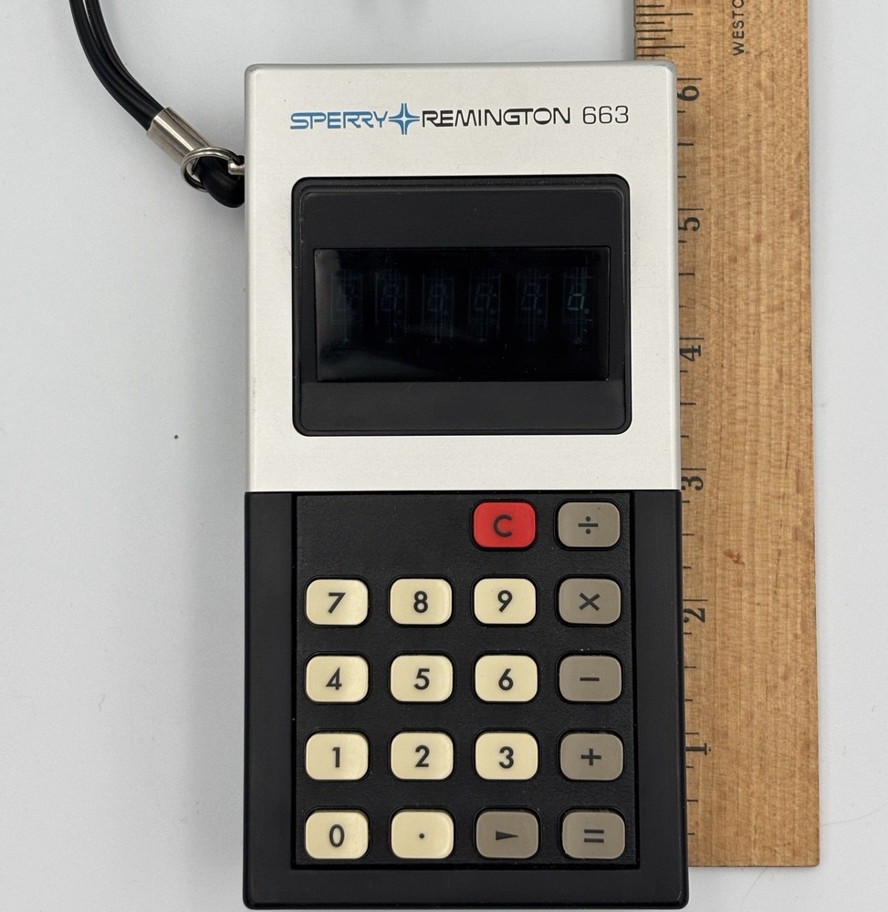 Vintage Sperry Remington 663 Handheld Calculator + Case Tested & Working