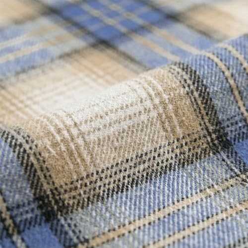 Blue Light Coffe Farmhouse Plaid 13" x 60", Table Runner Blue/Light Coffe