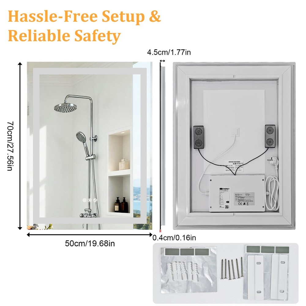 Rectangle Illuminated Bluetooth Bathroom Mirror Vanity Mirror Dual NdFeB Speaker