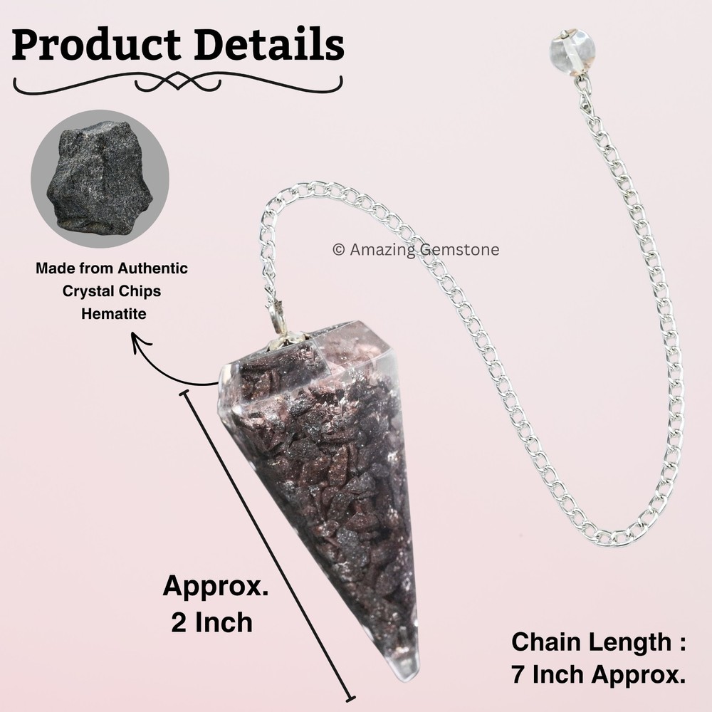 Hematite Orgone Crystal Pendulums
