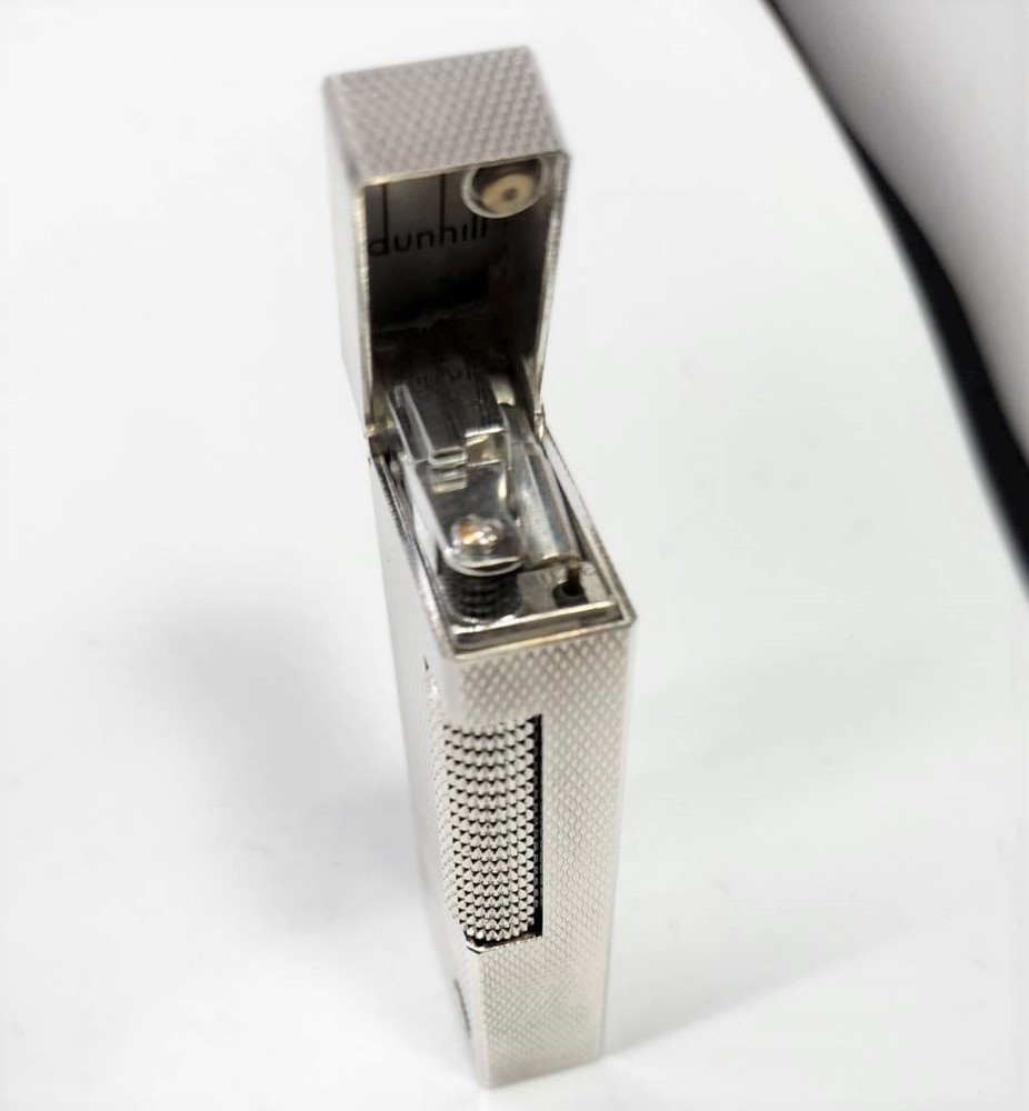 Dunhill Gas Lighter Burley Pattern D Mark Silver Used