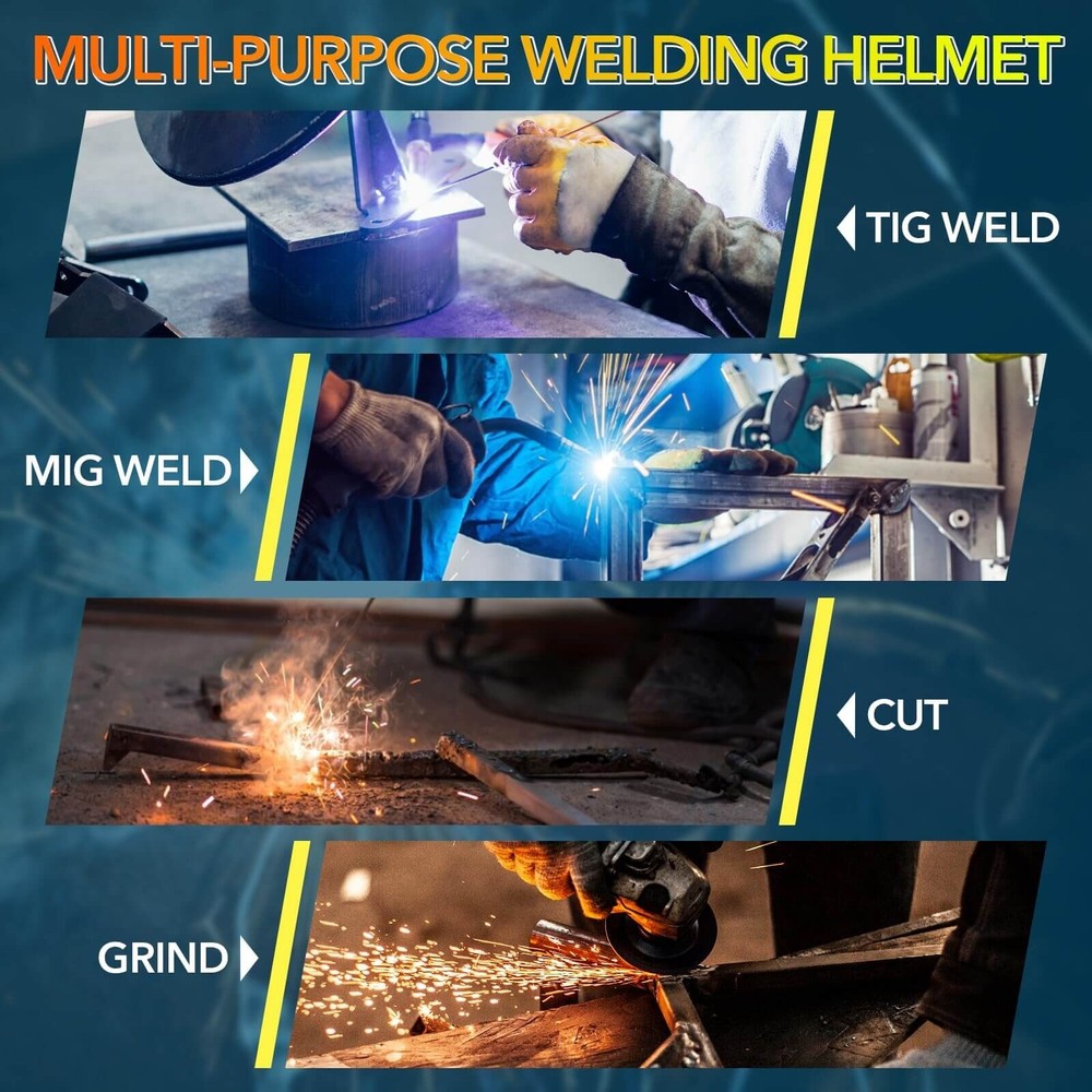 TRQWH Auto Darkening Solar Powered Welding Helmet 4 Arc Sensor Adjustable