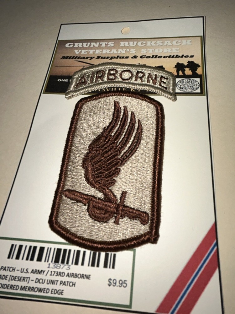 U.S. ARMY / 173RD AIRBORNE BRIGADE (DCU) DESERT - MERROWED EDGE UNIT PATCH