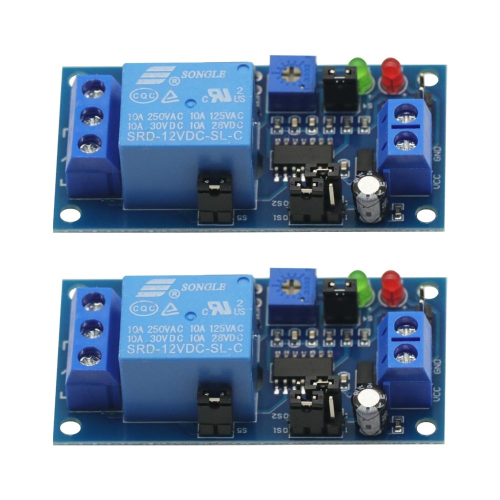 2PCS Delay DC 12V Relay Turn On/Delay Off Switch Module with Blue