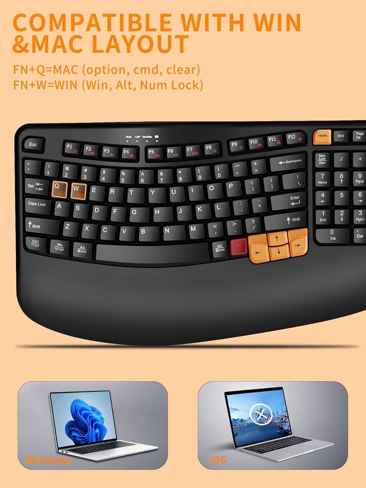 Wireless Keyboard & Mouse Combo,2.4G Wave Keys-Black *Please read description*