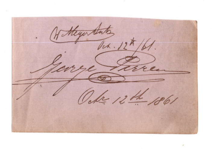George Perren Signed Clip 1861 / Autograph Opera Singer