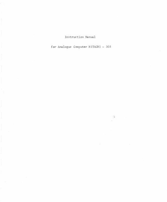 Hitachi 303 Analog Computer Instruction Manual PDF Copy 4G USB Stick