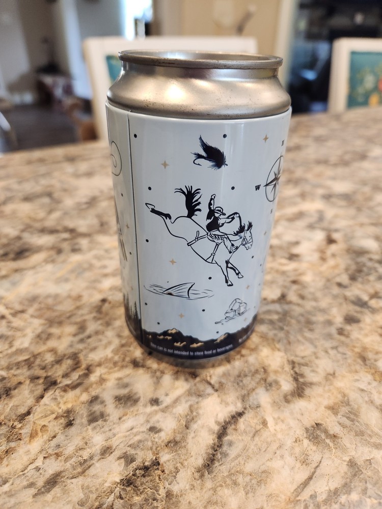 Yeti Blue Short Empty Stash Beer Can False Top Hide A Key & Sticker Camping
