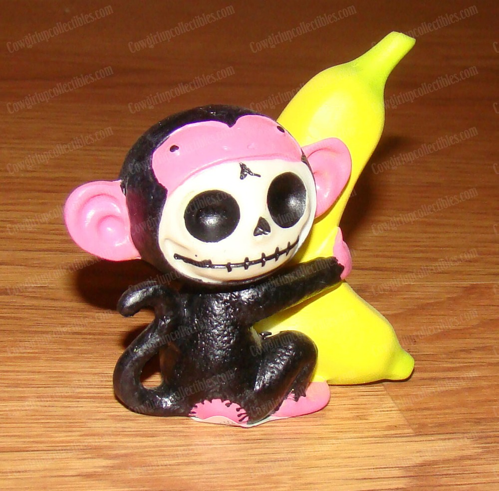 Furrybones Black Munky, Monkey with Banana (Summit Collection, 8145) Skeleton