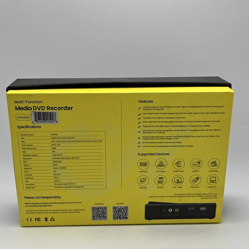 clariviews multi-functions media dvd recorder dvr450