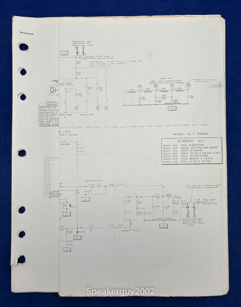 Original Thomas Organ / VL-5 / Service Schematic - Manual -- #2