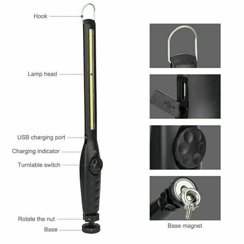 Magnet-Attach 2x Rechargeable LED Work Light - Slim, COB & Torch Functions