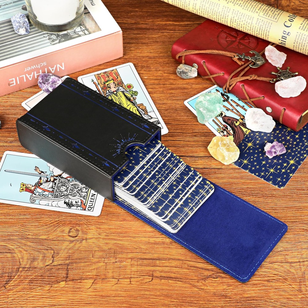 PU Leather Tarot Card Protective Case, Sun Moon Pattern Design Tarot Deck Sto...