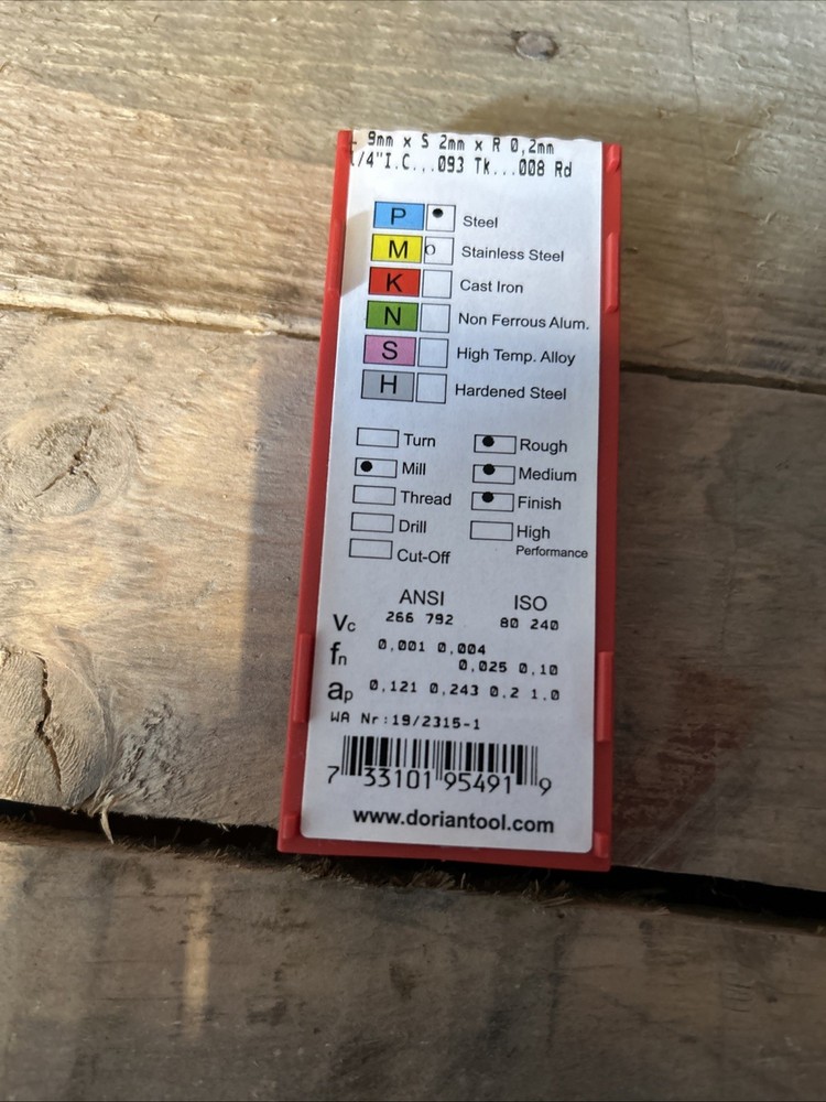5pc DORIAN Tool TDEX-090202 Carbide Inserts 73310195491