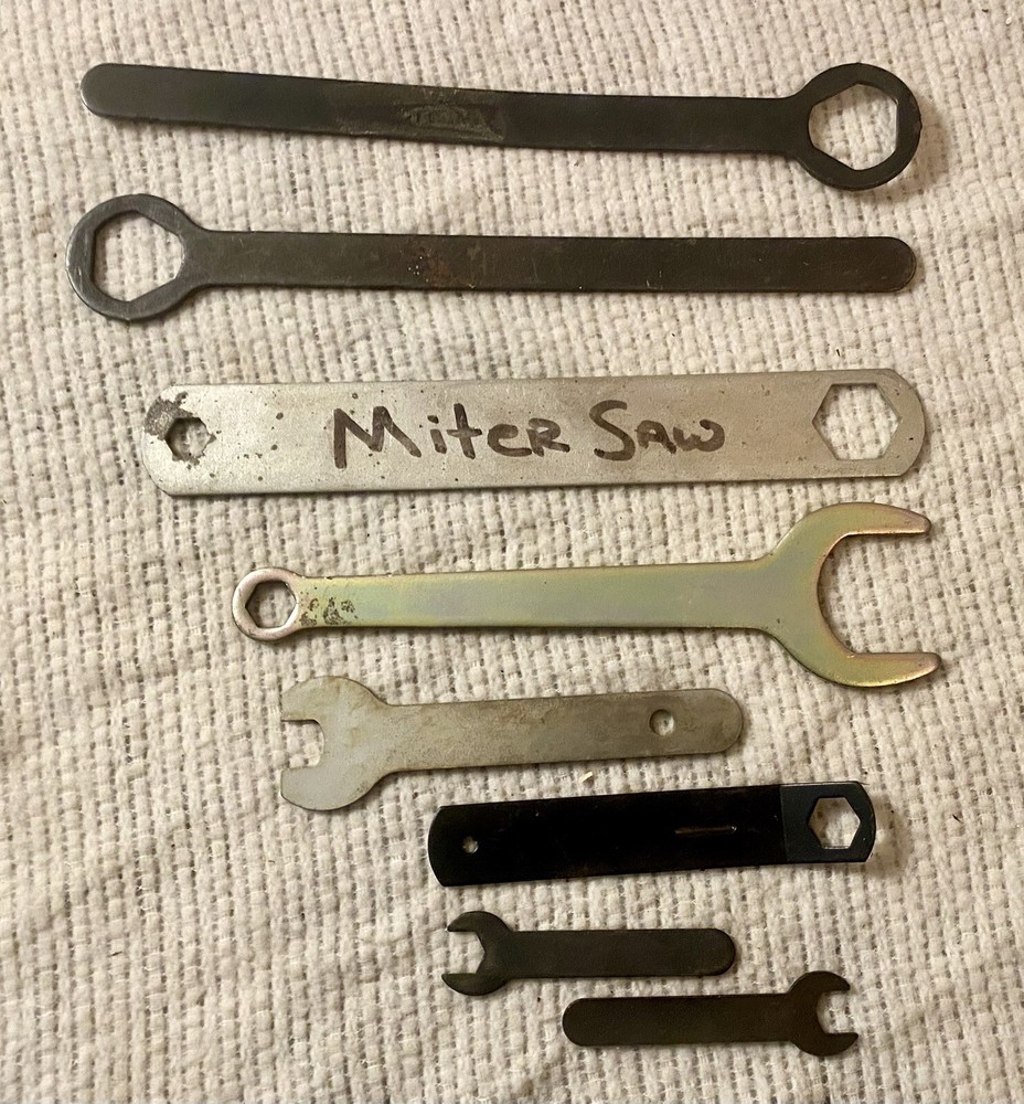 ASSORTED LOT OF 8 SAW & POWER TOOL FLAT WRENCHES