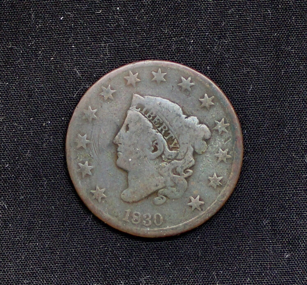 HTF 1830 Coronet Matron Large Cent Medium Letters Fine Condition/F