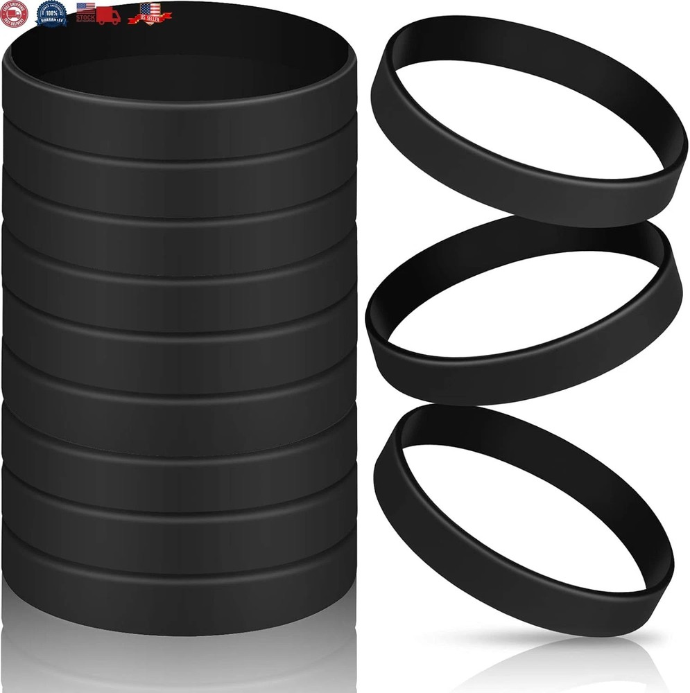 12 Pieces Rubber Bracelets, Solid Color Silicone Wristbands, Multi-Pack Blank Wr