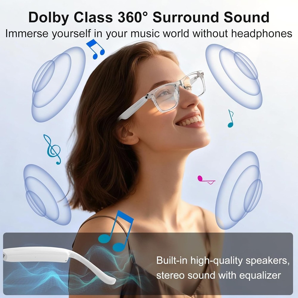 AI Glasses for 165 Languages, Music Function & Automatic Lens Adjustment